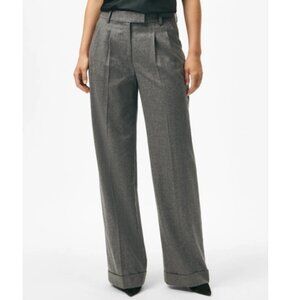 Brooks Brothers Wool Wide-Leg Pleated Trousers